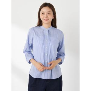 ブラウス シャツ ストライプバンドカラーシャツ レディース