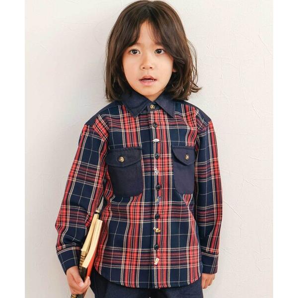 ブラウス シャツ 「お揃い」ツイル胸ポケットチェックシャツ(80~130cm) キッズ 子供服 男の...