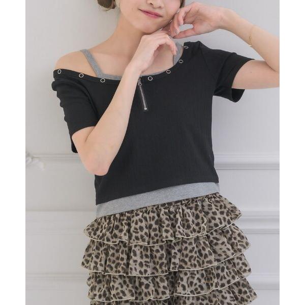 tシャツ ZIP付きレイヤード風CT レディース