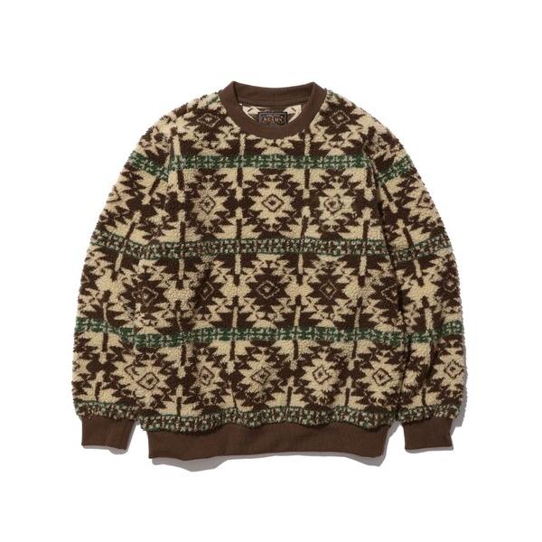 トレーナー スウェット ボア ジャカード クルーネック メンズ