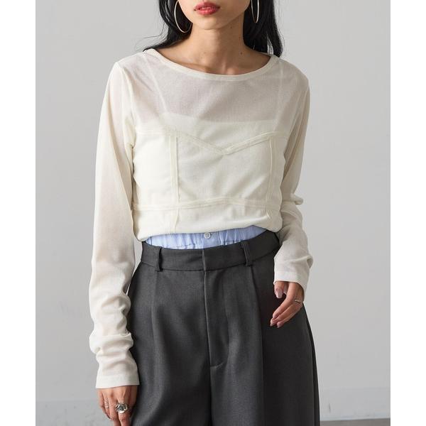 tシャツ 「MAGASIN DE MODE Onjna」シアーベロア ビスチェドッキングトップス レ...