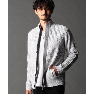 セーター ニット 編地切替 スタンドニットブルゾン メンズ