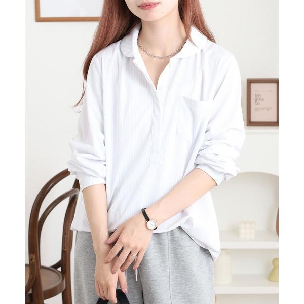 チュニック ジャージー丸衿チュニックブラウス