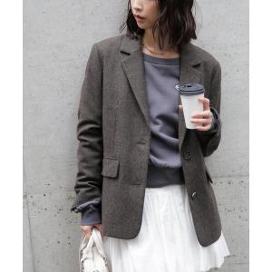 ジャケット テーラードジャケット ウール混オーバーサイズジャケット レディース