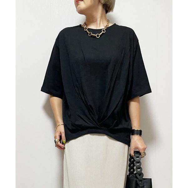 tシャツ マーセライズ加工　フロントタックゆるプルオーバー レディース