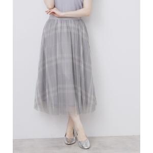 スカート チュールラメチェックフレアスカート「洗...の商品画像