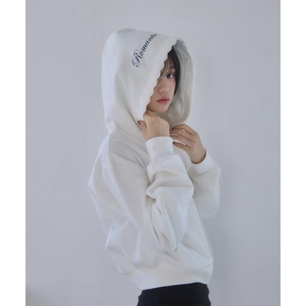 パーカー Compact lace zip hoodie / レース付きコンパクトジップフーディー ...