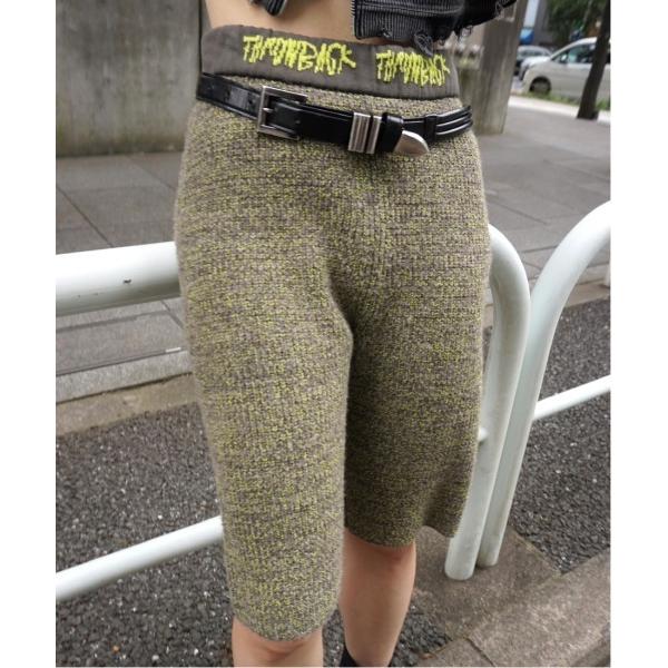 パンツ WAIST LOGO KNIT BIKER PANTS レディース