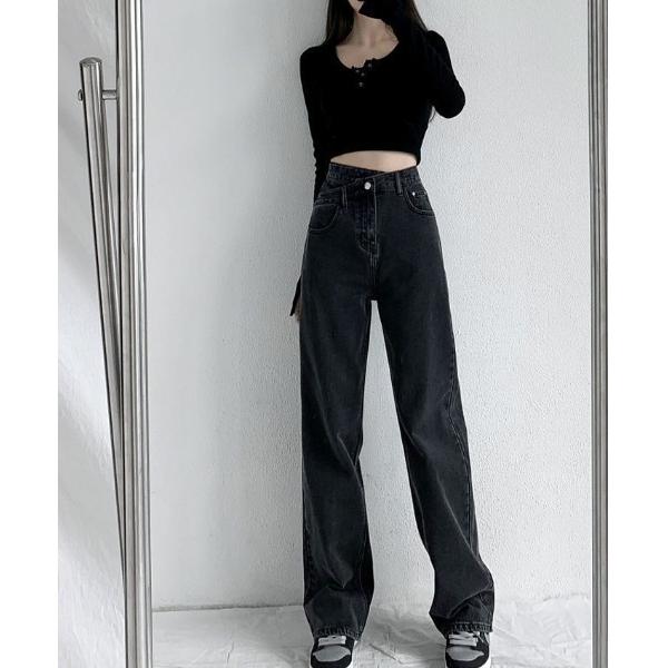 ジーンズ デニム デニムパンツ クロスウエストワイドデニムパンツ レディース