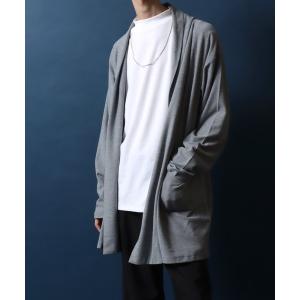 カーディガン Amunzen Fabric Cordigan/梨地 カーディガン ロング丈 コーディガン メンズ レディース メンズ レディース