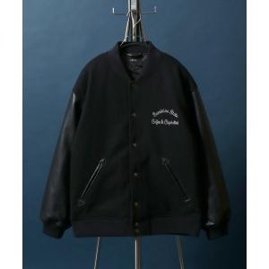 スタジャン ANPAS Synthetic Leather ＆ Melton Varsity Jacket/ANPAS 別注 ワンポイントロゴ刺繍 メ
