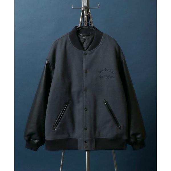 スタジャン ANPAS Synthetic Leather ＆ Melton Varsity Jac...