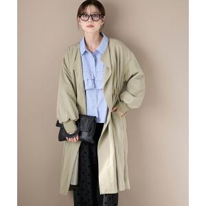 ノーカラーコート コート ドロストノーカラーロングコート レディース