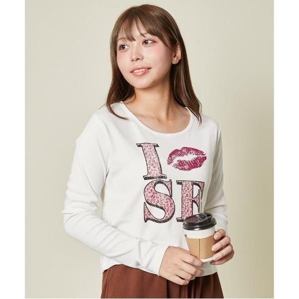 tシャツ 「リップロゴ×くしゅディテール」Y2K映えトップス／丈感アレンジ自由 レディース