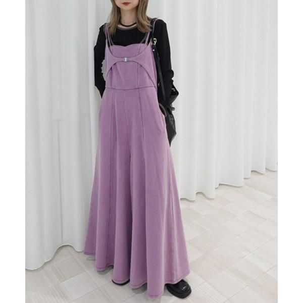 オールインワン DENIM LIKE VOLUME CAMI ROMPERS レディース