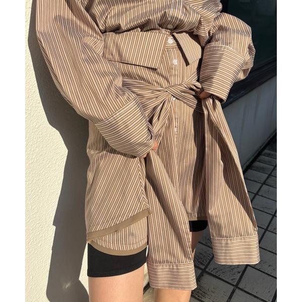 スカート STRIPE SHIRT DETAIL MINI SKIRT
