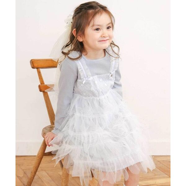 ワンピース 「お揃い」スカラップチュールスカートドッキングワンピース(80~130cm) キッズ 子...