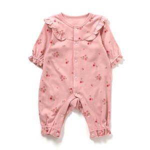 ベビー服 ロンパース 「リンク」さくらんぼお花柄スムースカバーオール