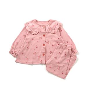 パジャマ 「リンク/ジュニア対応」さくらんぼお花柄前あきスムースパジャマ キッズ 子供 女の子