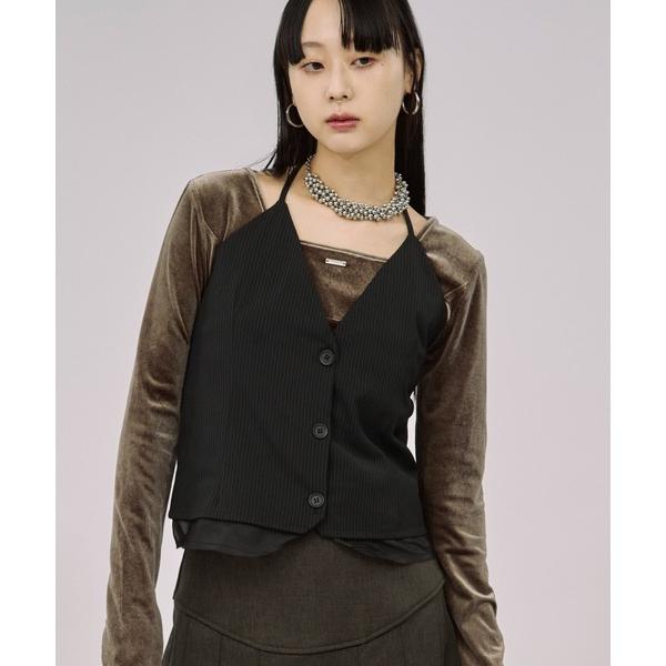 キャミソール Holter neck ピンストライプビスチェ/setup対応