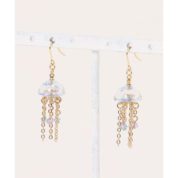 ピアス 「wamushroom by wamcom*」clear jellyfish くらげピアス ...