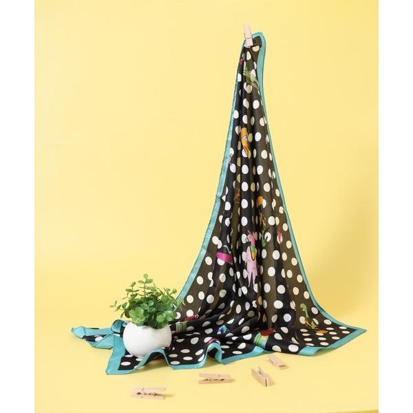 ストール マフラー ドット柄プリントミニスカーフ レディース