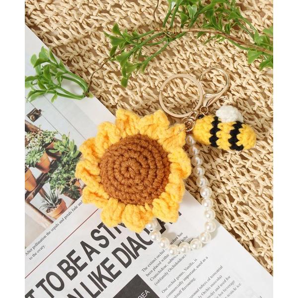 チャーム ひまわり＆みつばちモチーフニットチャーム レディース