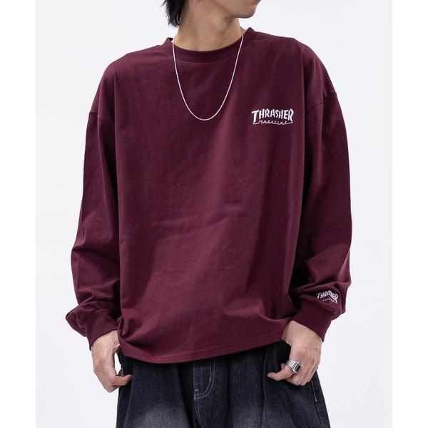 tシャツ 「at」「THRASHER/スラッシャー」ワンポイント ロゴ/ハート アームエンブロイダリ...