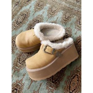 スリッポン フェイクファープラットフォームスリッポン レディース