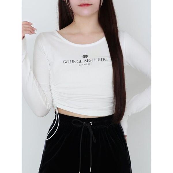 tシャツ アシンメトリーギャザーTOP レディース