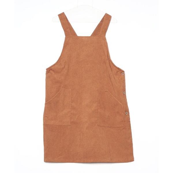 エプロン URT:サロペット風コーデュロイエプロン　80cm丈