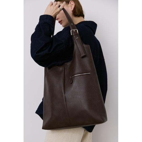 ショルダーバッグ バッグ シボ革ベルトハンドルトート / A4サイズ、PC（14inch）収納可能 ...