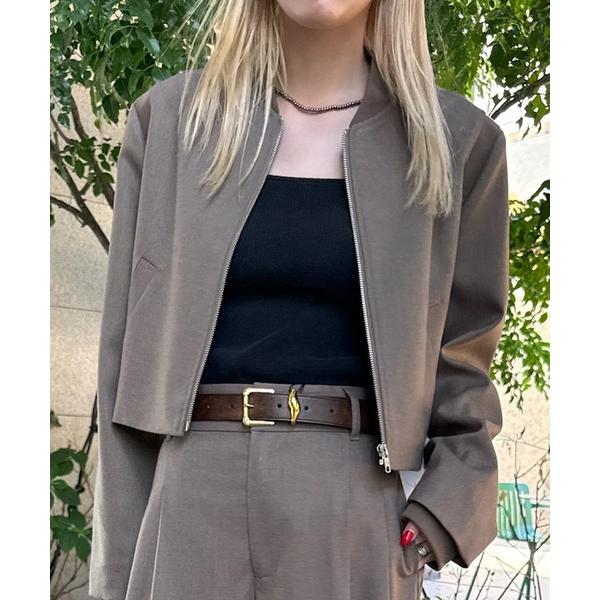 ジャケット ノーカラージャケット RIB DOCKING SHORT JACKET レディース