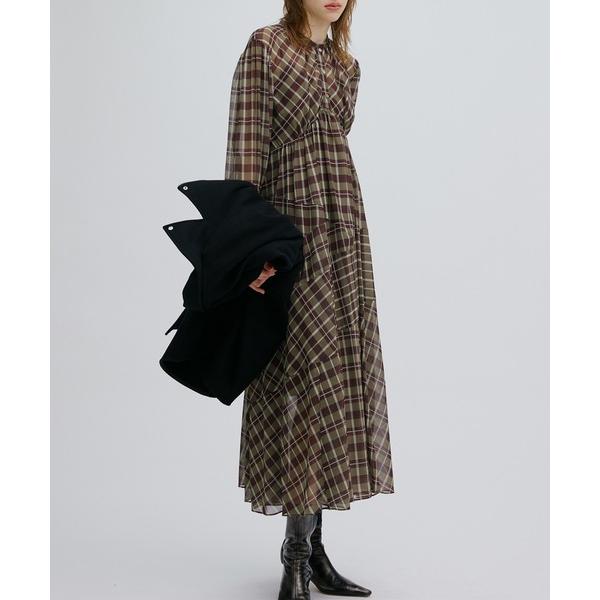 ワンピース IRREGULAR PLAID PATTERN DRESS