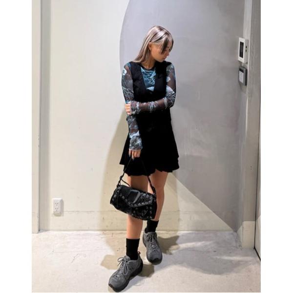 ベスト ジレ フォークディテール テーラード Vネックジレ ブラック レディース