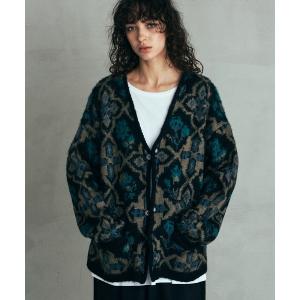 カーディガン Revo. モヘアタッチ オリエンタルパターン 総柄ジャガード ルーズカーディガン メンズ レディース