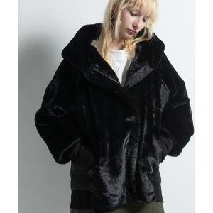 コート アウター ショートファーフーディコート レディース