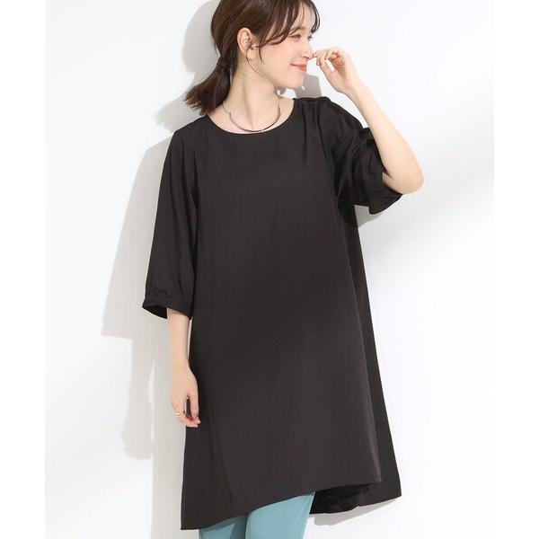 チュニック 「S-LL/洗濯後しわになりにくい/UV/6分袖」コットン風 Aラインチュニックワンピー...