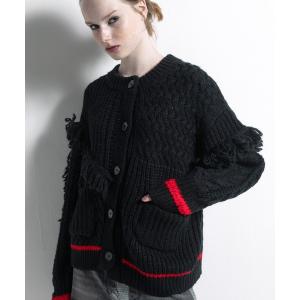 カーディガン フリンジカーディガン レディース