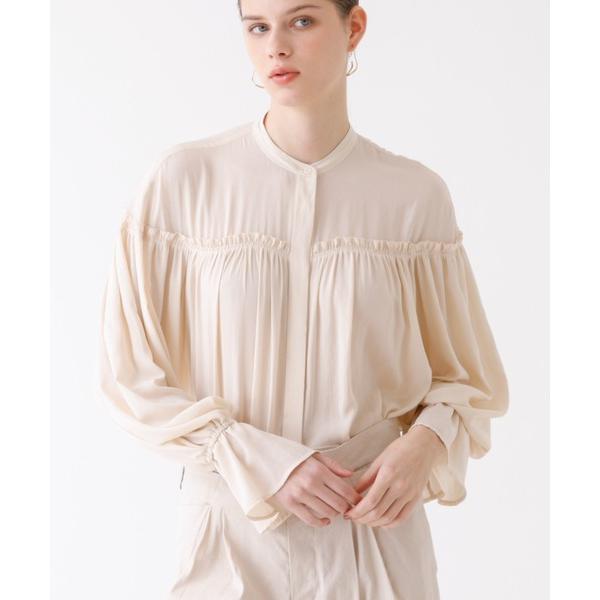 ブラウス シャツ ギャザーブラウス レディース