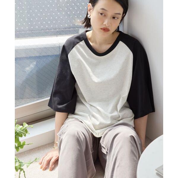tシャツ ラグラン配色7分袖プルオーバー レディース
