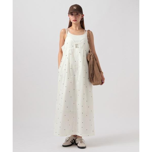 ワンピース ドット刺繍キャミワンピース