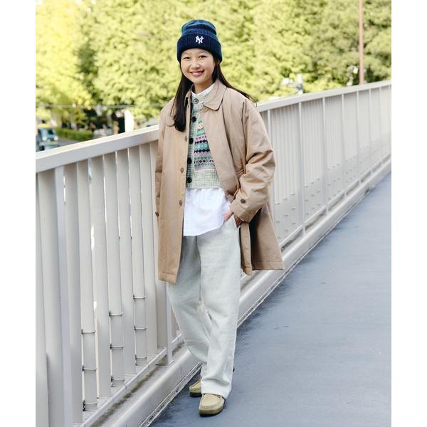 ステンカラーコート コート コットン ポリエステル シャンブレー ステンカラー コート レディース