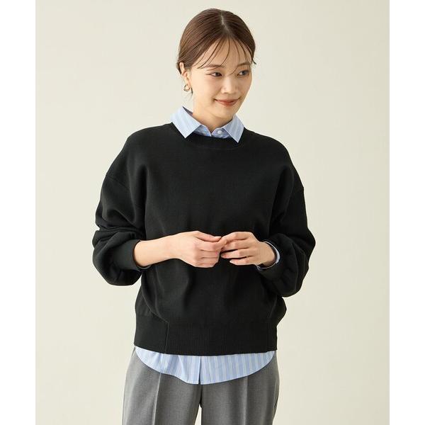 ニット セーター 「洗濯機可/静電気防止/アンチピリング」スウェットライクニット レディース