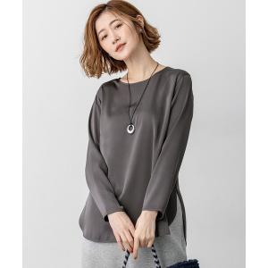 tシャツ 「洗える」サテン ロングスリーブ Tシャツ レディース