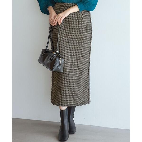 スカート 「GLOW10月号掲載/洗える」ツイーディーカラーミックス  Iライン スカート