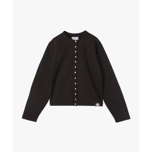 アニエスベーオム プレッションカーディガン ロゴボタン ブラック L相当 agnes b.（アニエスベー） カーディガン WEBスペシャル ロゴ コットン