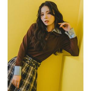 ニット セーター ダブルカラーポロニットトップス レディース