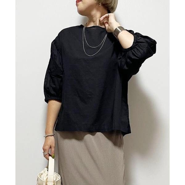 tシャツ コットンキャンブリック　ボリューム袖プルオーバー レディース