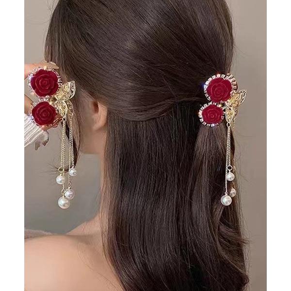 ヘアクリップ チェリー モチーフ ビジュー パール ヘアクリップ